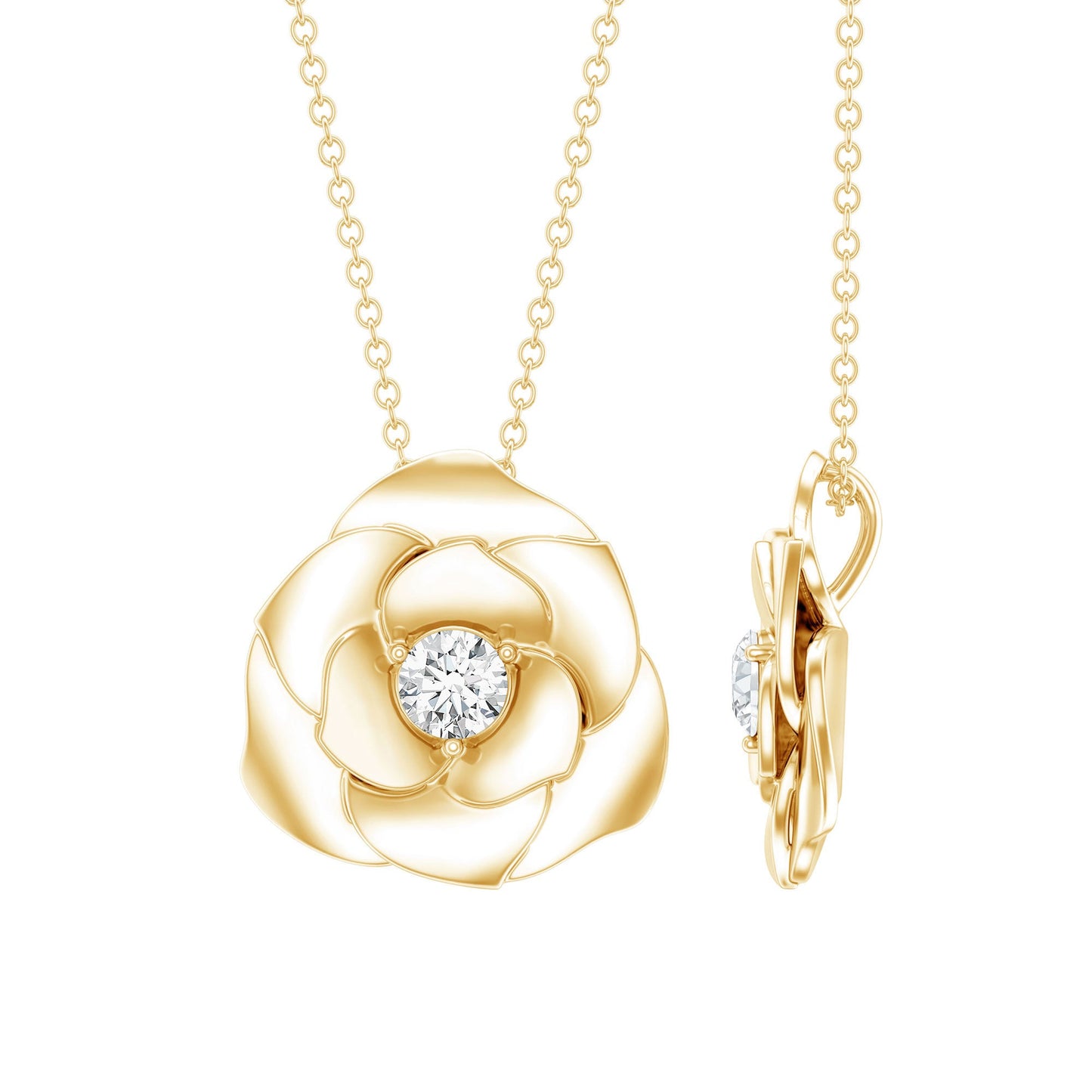 Certified Lab Grown Diamond Rose Pendant Necklace