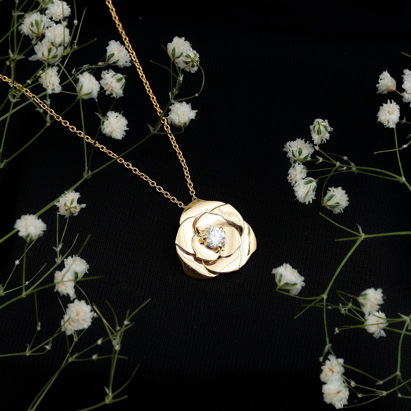 Certified Lab Grown Diamond Rose Pendant Necklace
