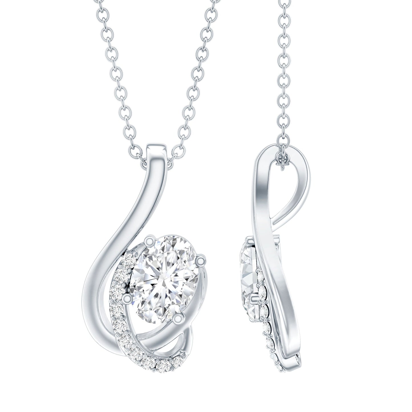 Certified Oval Shape Lab Grown Diamond Designer Necklace