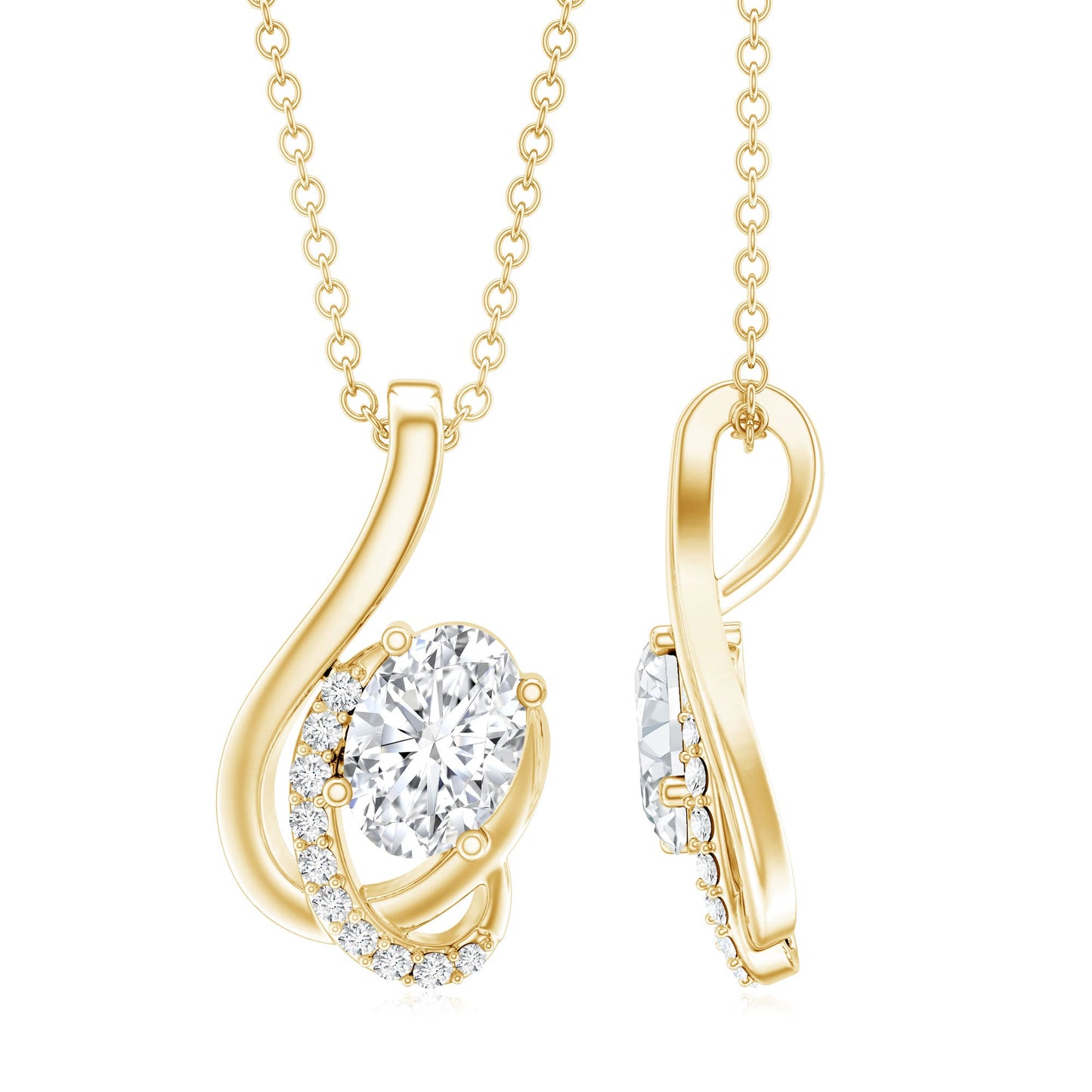 Certified Oval Shape Lab Grown Diamond Designer Necklace