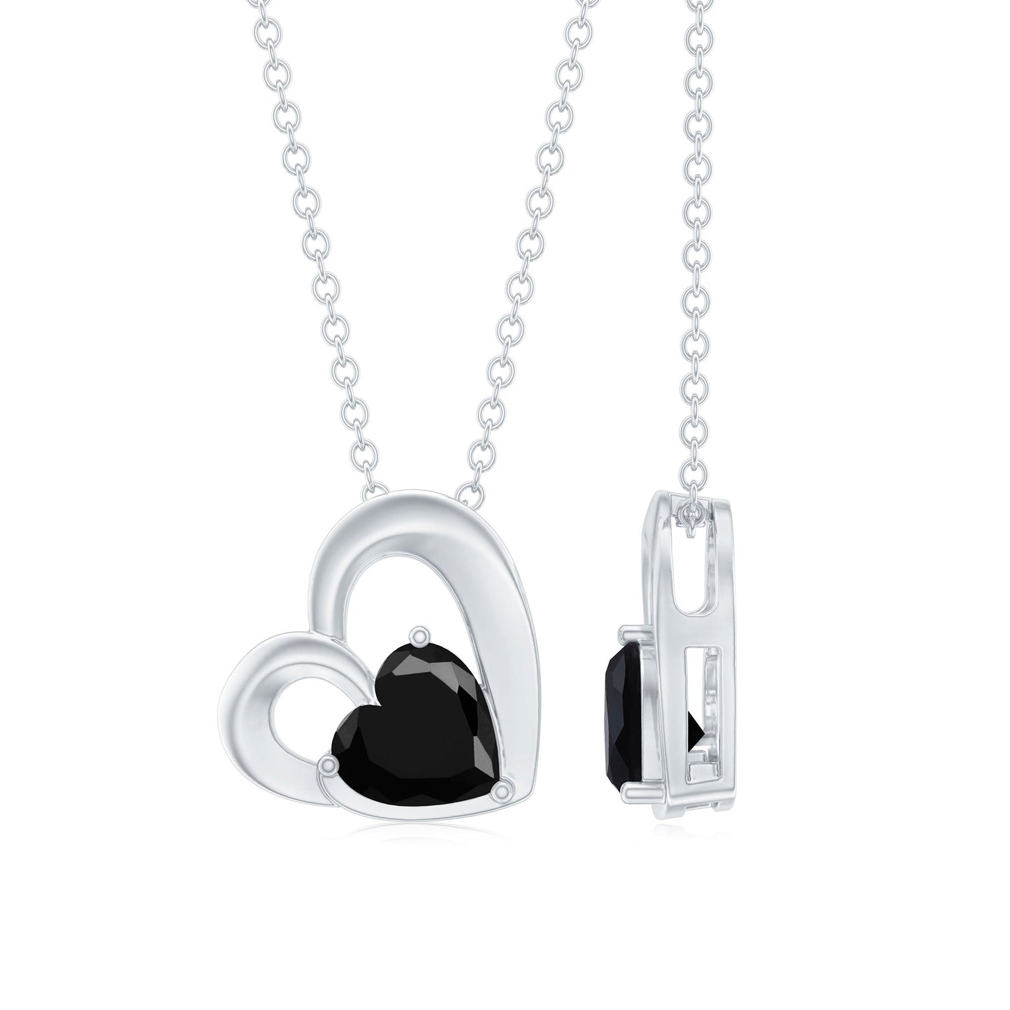 2.4 Carat Heart Lab Grown Black Diamond Solitaire Necklace