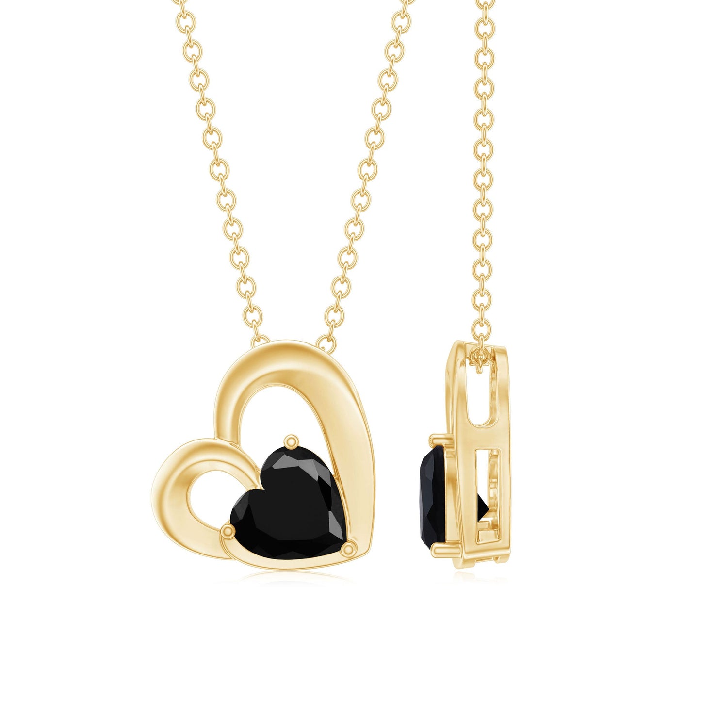 2.4 Carat Heart Lab Grown Black Diamond Solitaire Necklace