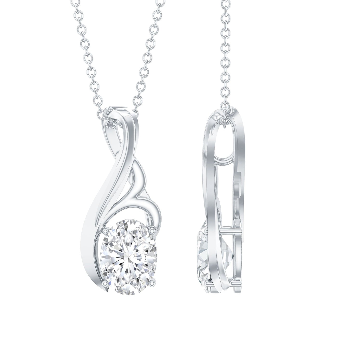 Certified Oval Lab Grown Diamond Solitaire Pendant Necklace