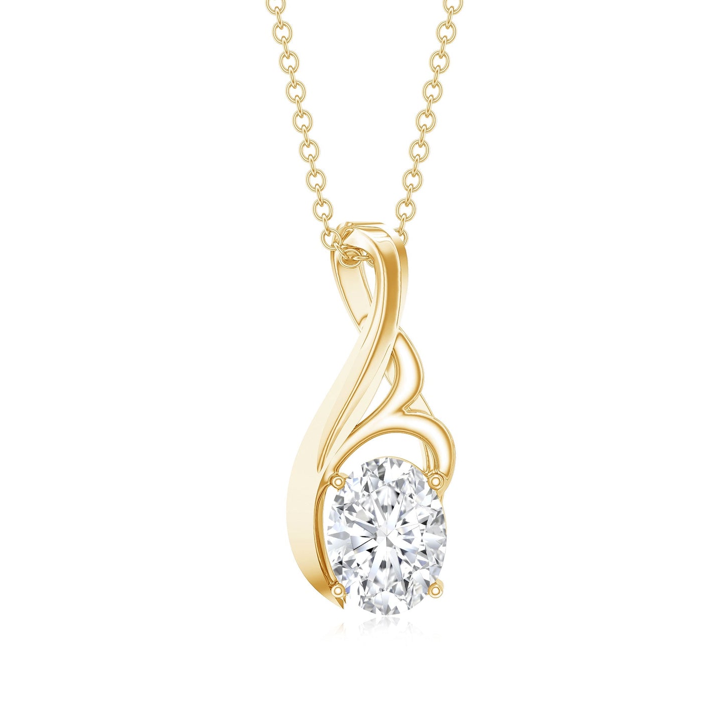 Certified Oval Lab Grown Diamond Solitaire Pendant Necklace