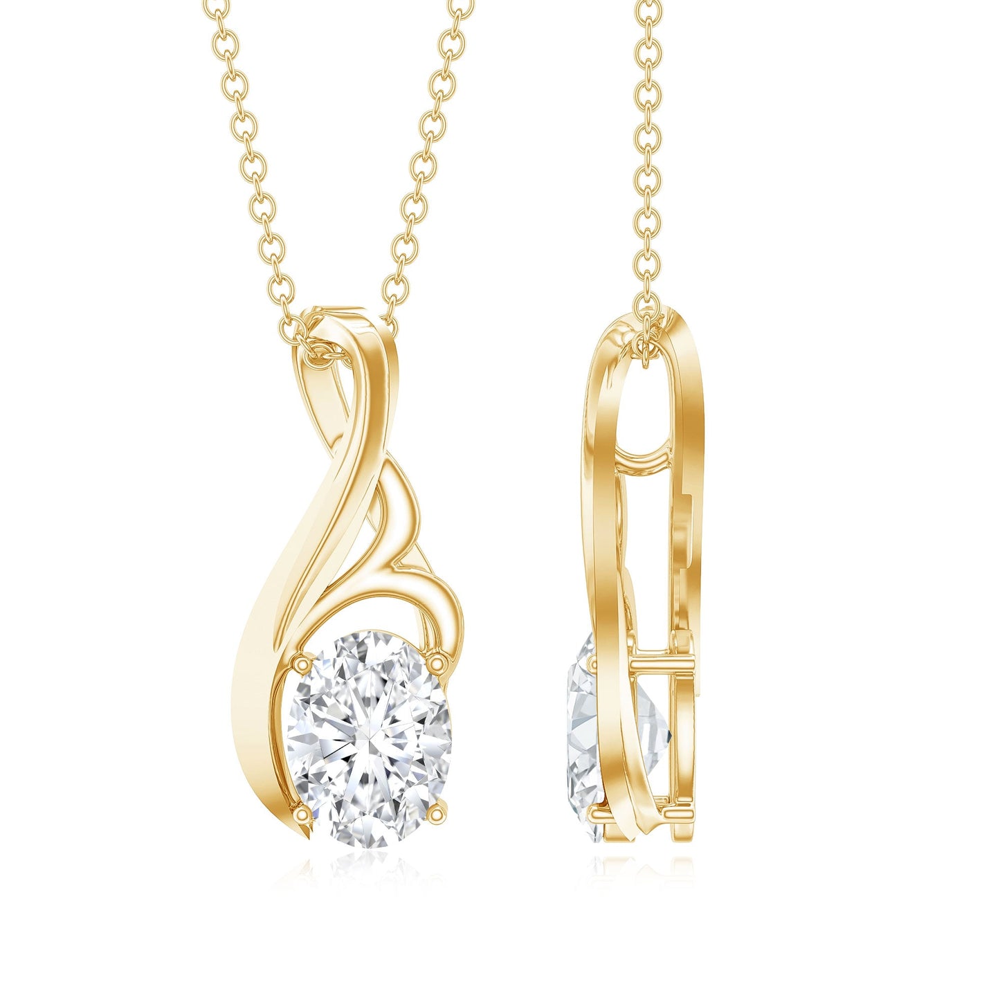 Certified Oval Lab Grown Diamond Solitaire Pendant Necklace