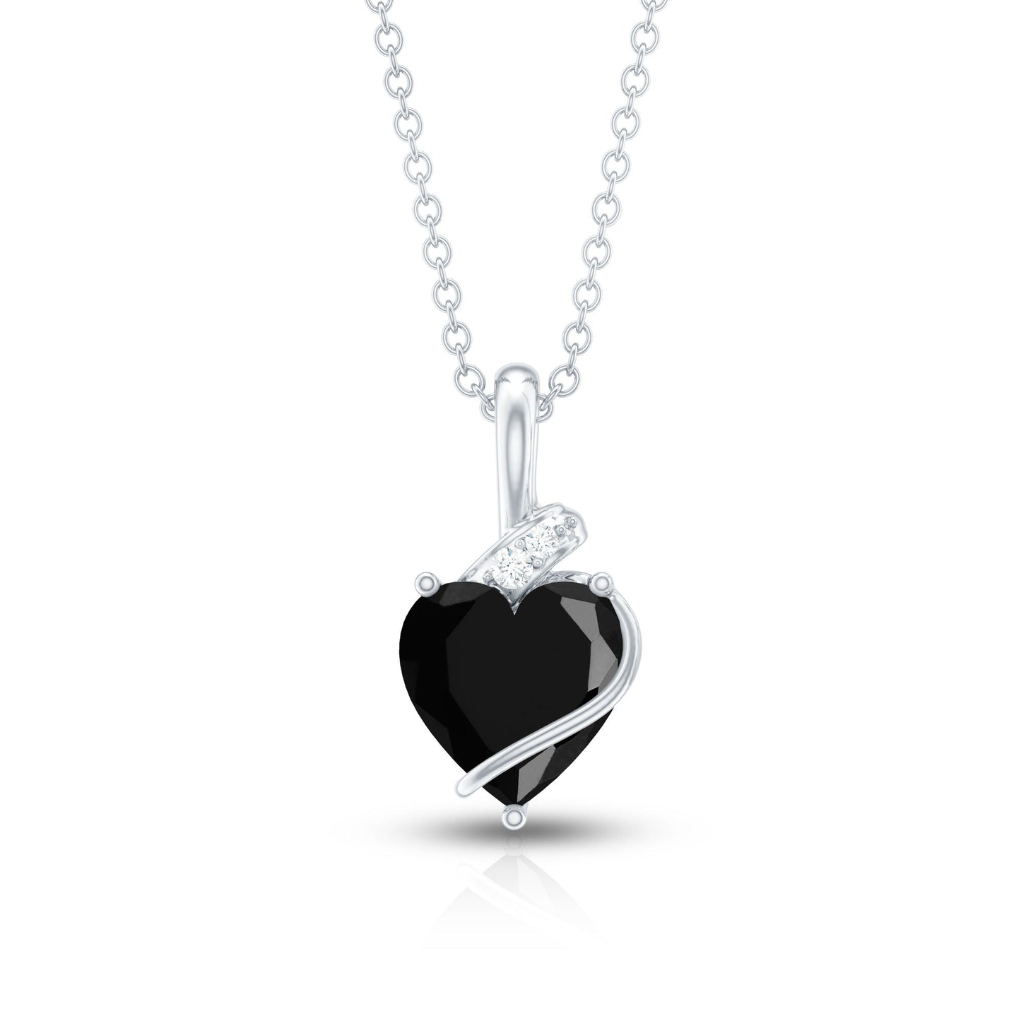 2.4 Carat Heart Lab Grown Black and White Diamond Solitaire Necklace