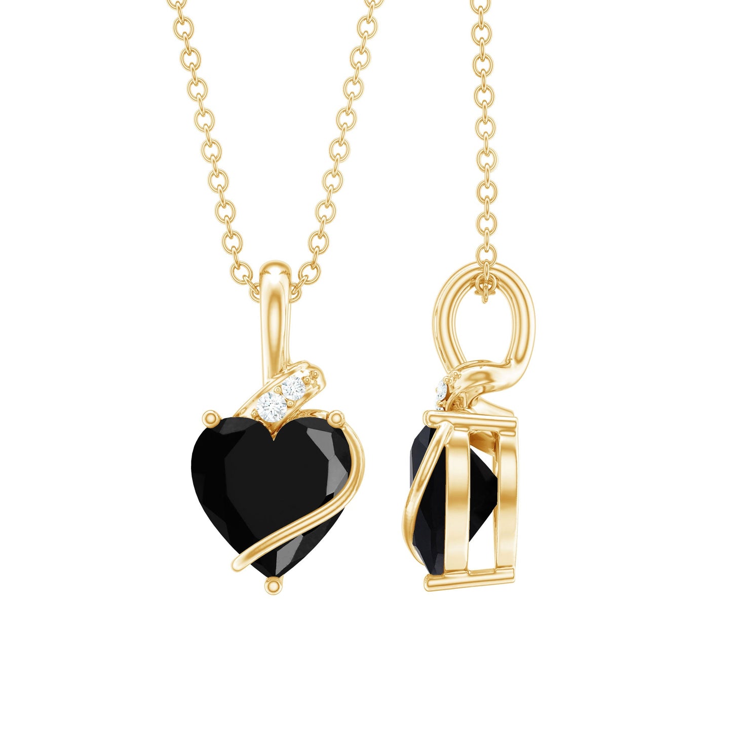2.4 Carat Heart Lab Grown Black and White Diamond Solitaire Necklace