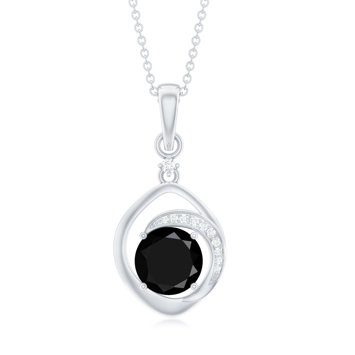 Certified 2 Carat Lab Grown Black and White Diamond Drop Necklace