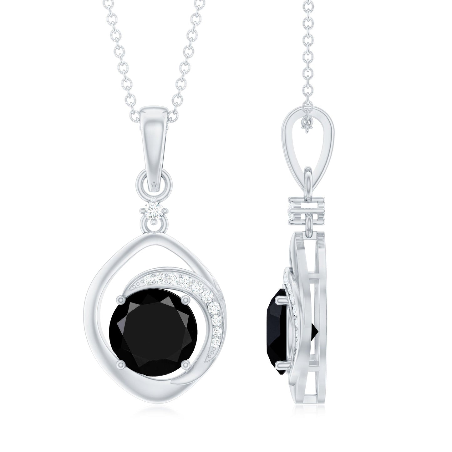 Certified 2 Carat Lab Grown Black and White Diamond Drop Necklace