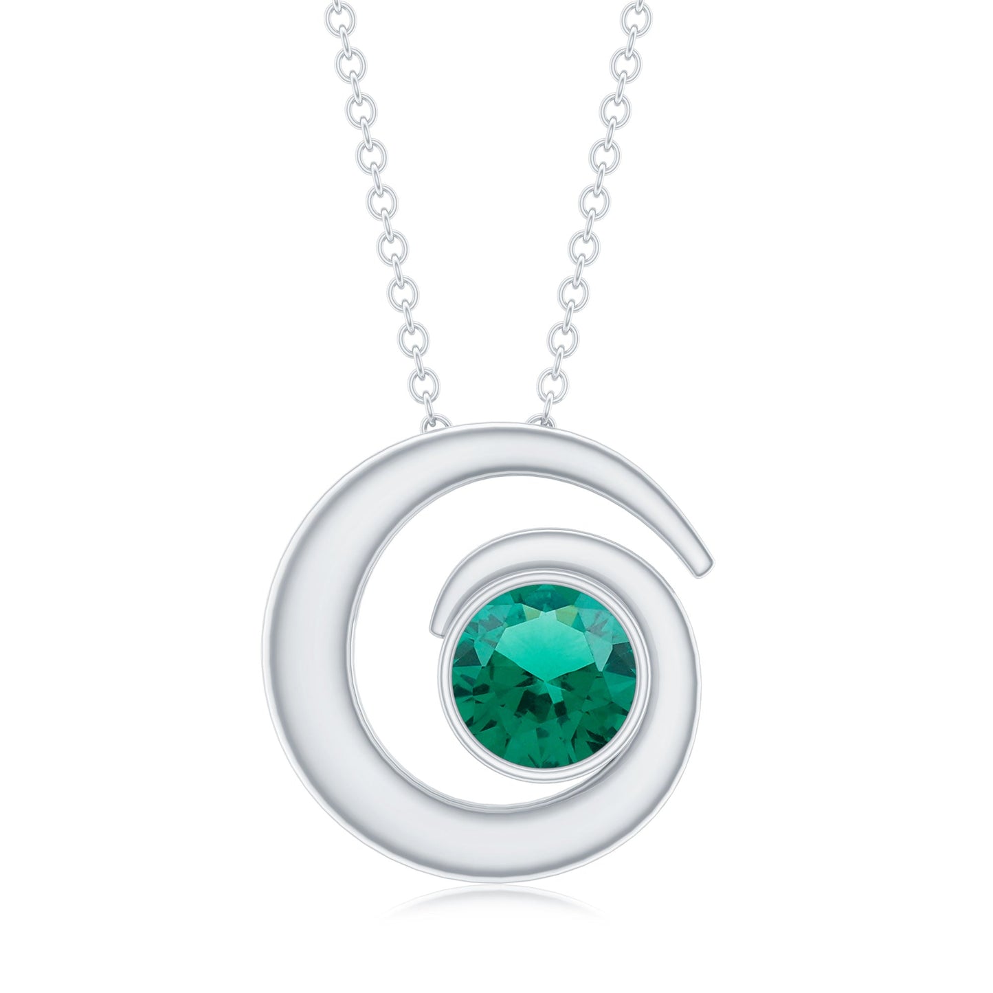 Lab Grown Emerald Solitaire Pendant Necklace