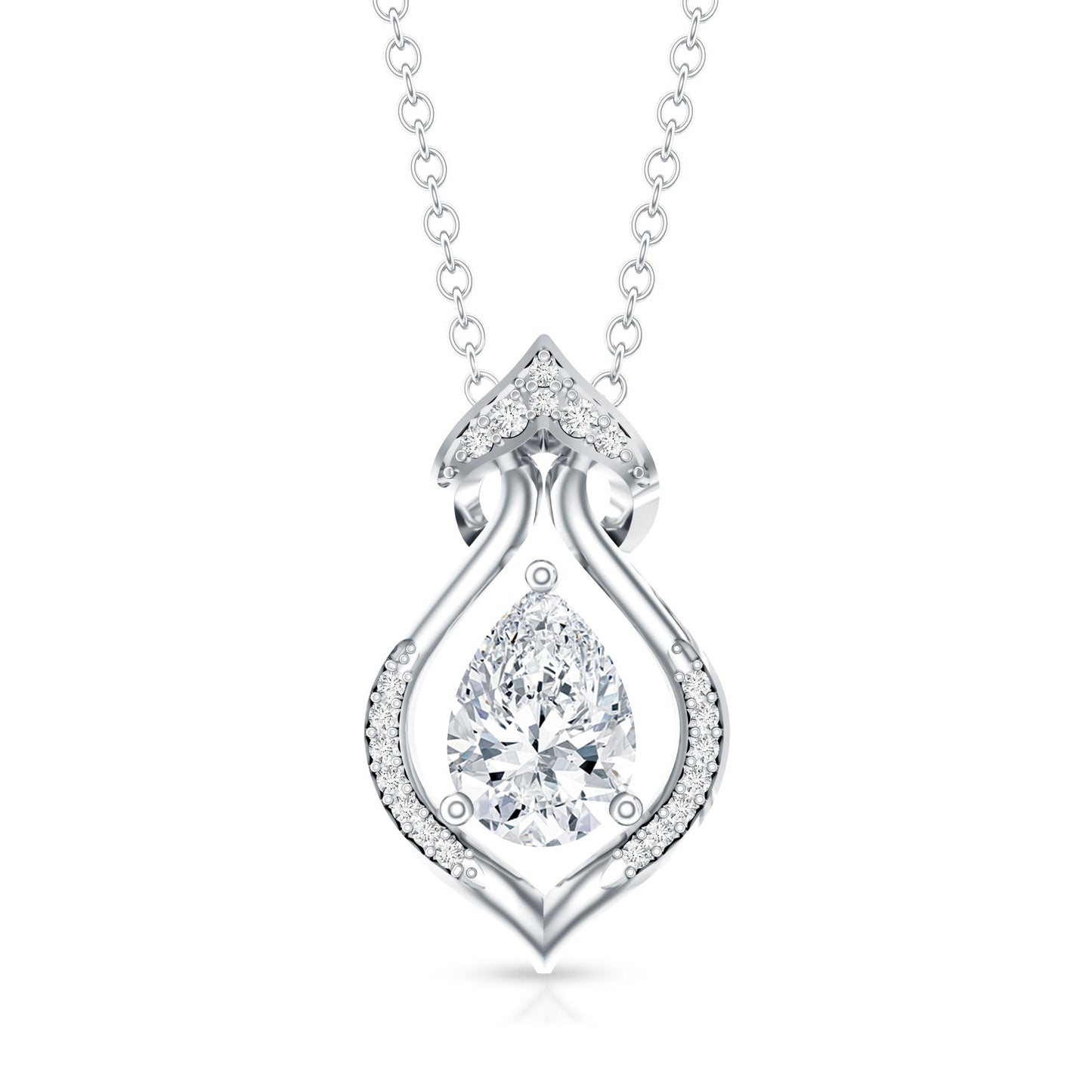 Pear Shape Lab Grown Diamond Bridal Pendant Necklace