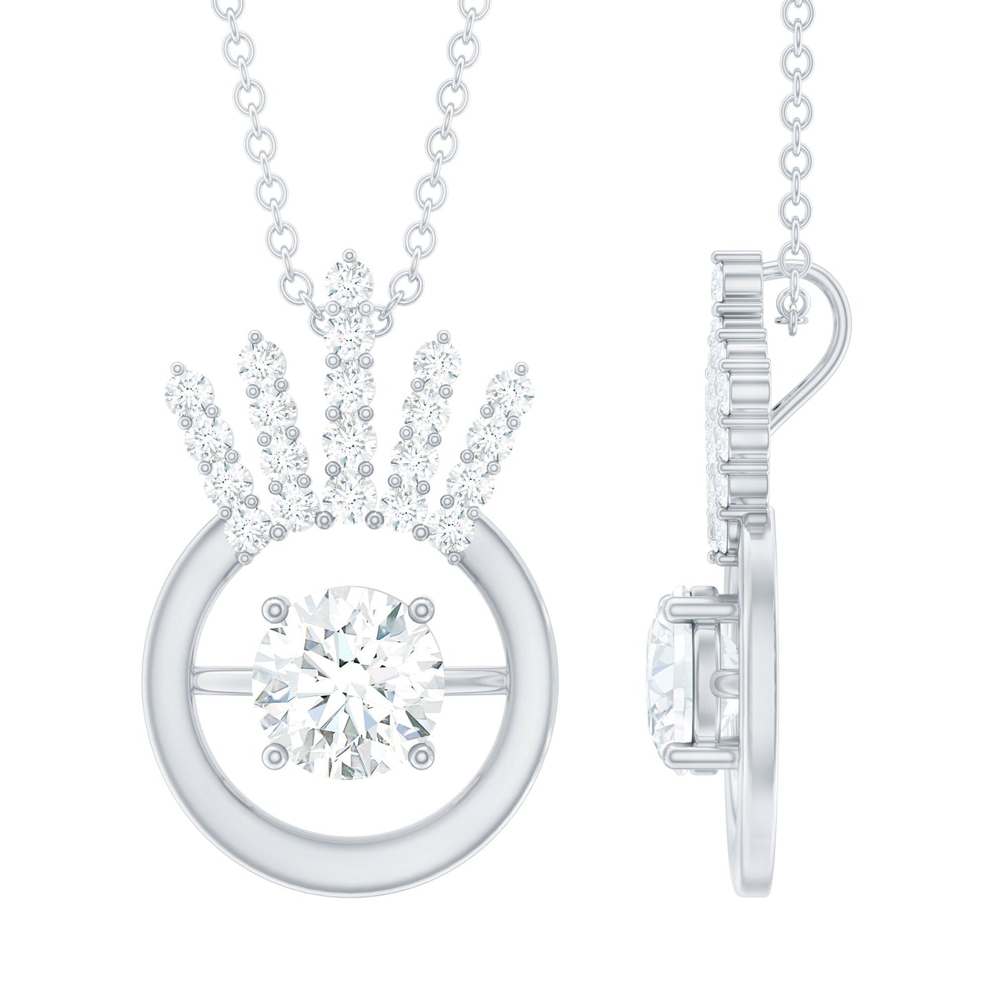 Designer Lab Grown Diamond Crown Necklace
