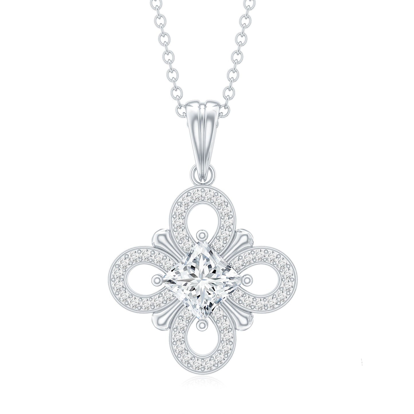 Lab Grown Diamond Vintage Inspired Pendant Necklace