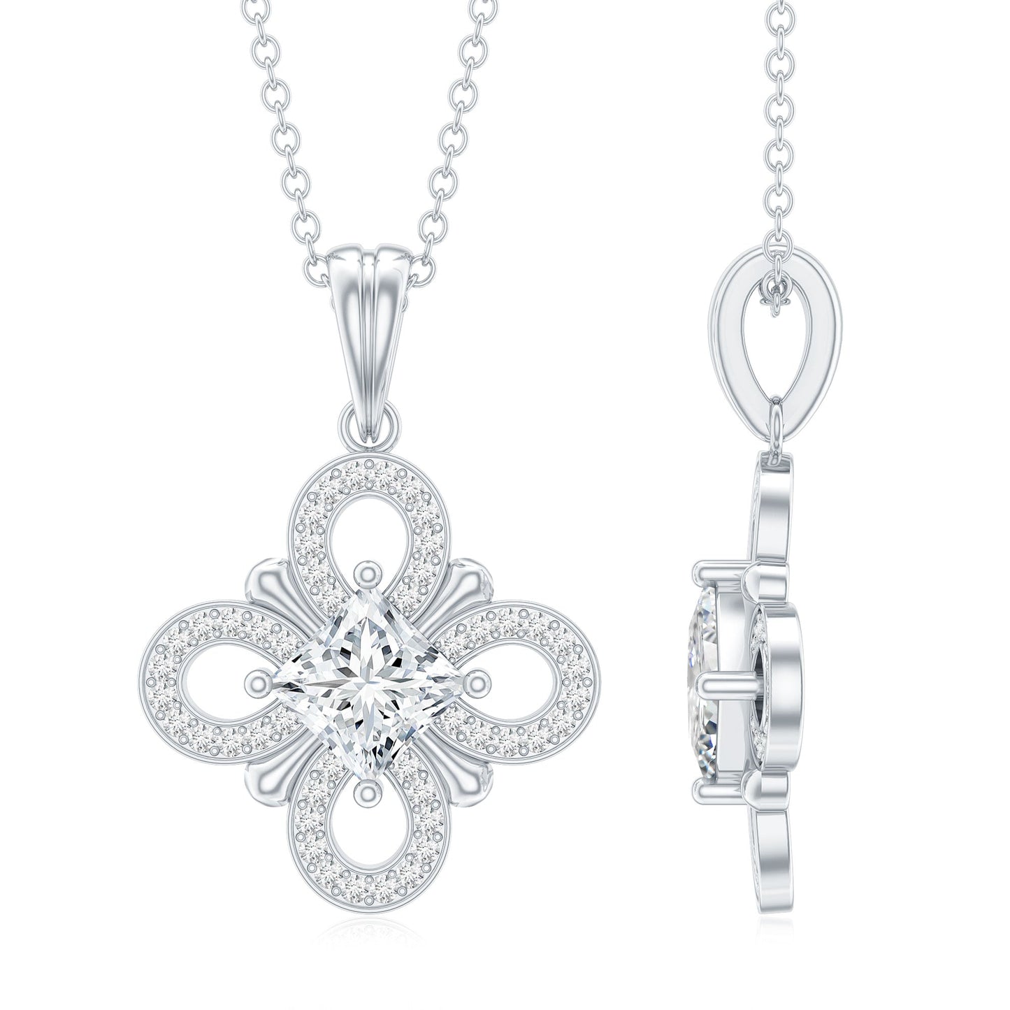 Lab Grown Diamond Vintage Inspired Pendant Necklace