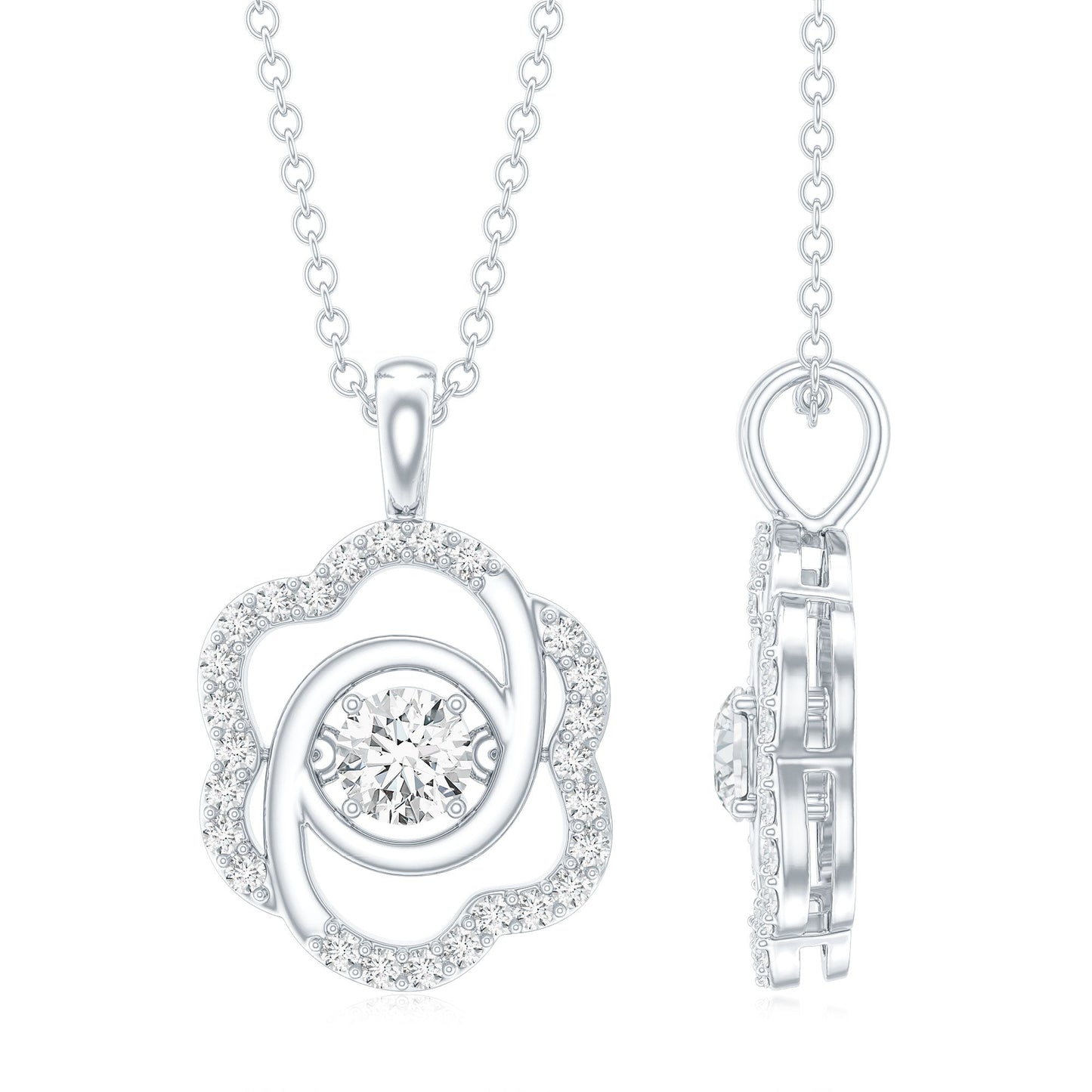 Flower Pendant Necklace with Lab Grown Diamond