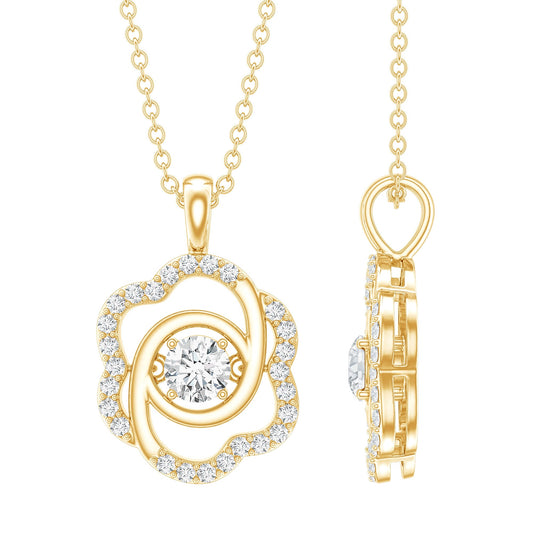 Flower Pendant Necklace with Lab Grown Diamond