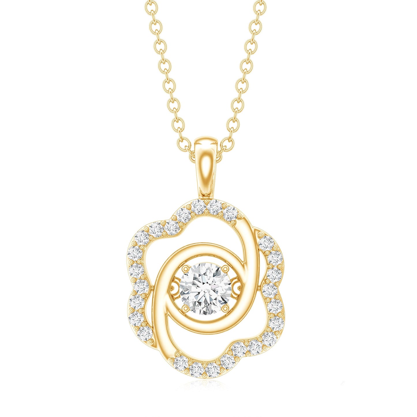 Flower Pendant Necklace with Lab Grown Diamond