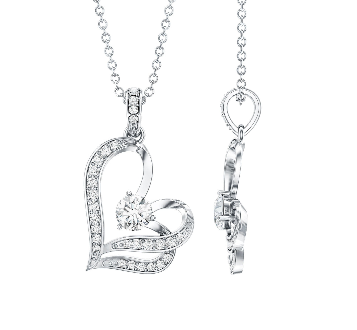 Tilted Lab Diamond Heart Pendant Necklace