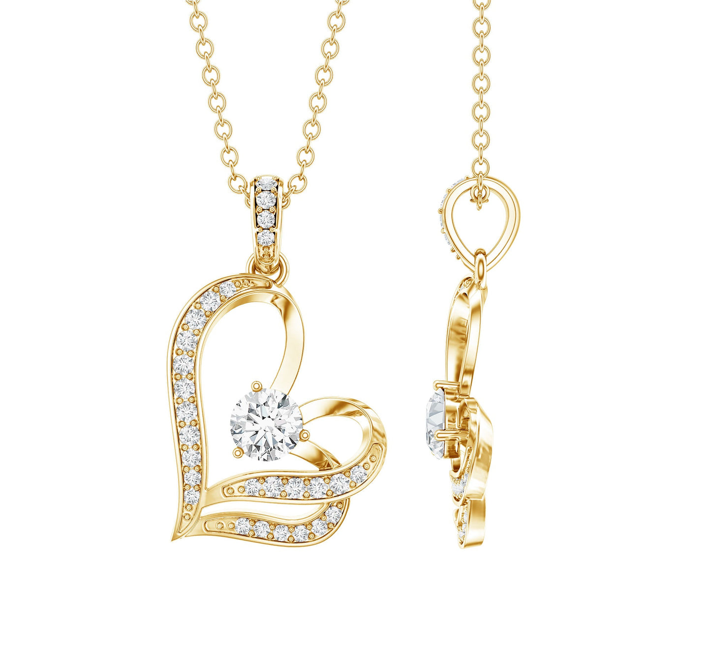 Tilted Lab Diamond Heart Pendant Necklace