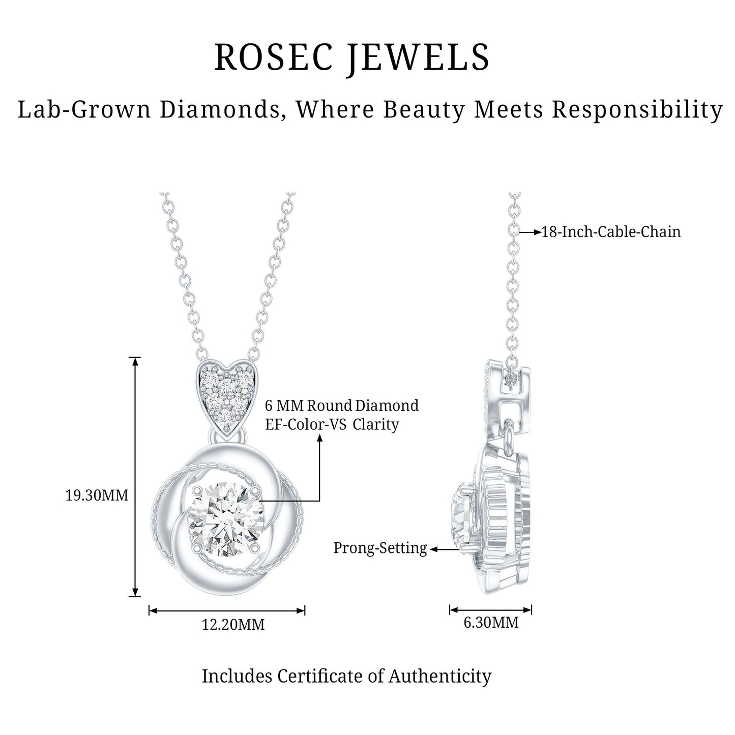Lab Grown Diamond Swirl Pendant Necklace
