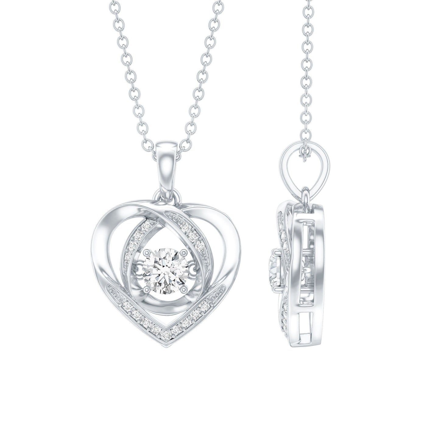 Certified Lab Grown Diamond Heart Pendant Necklace