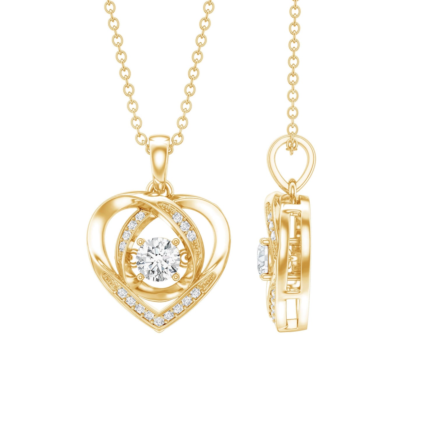 Certified Lab Grown Diamond Heart Pendant Necklace