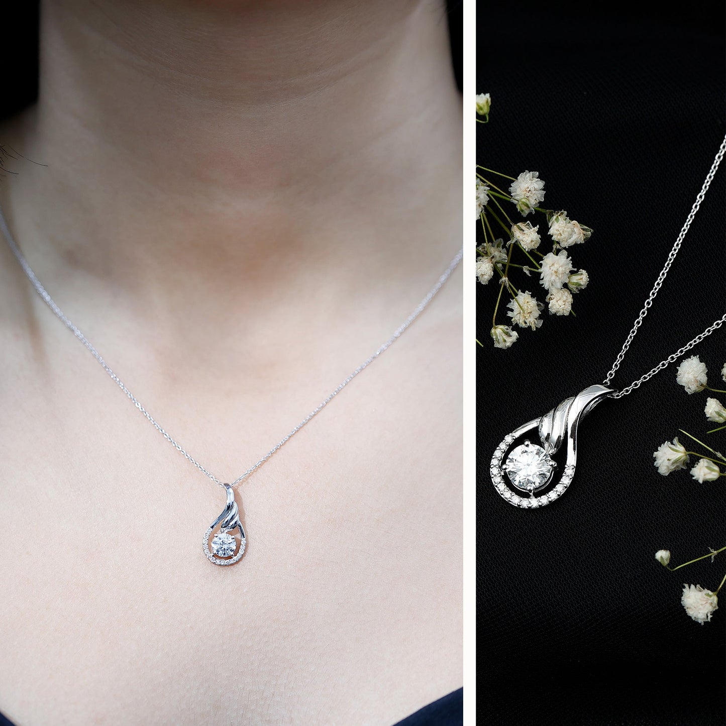 Certified Round Lab Grown Diamond Designer Pendant Necklace