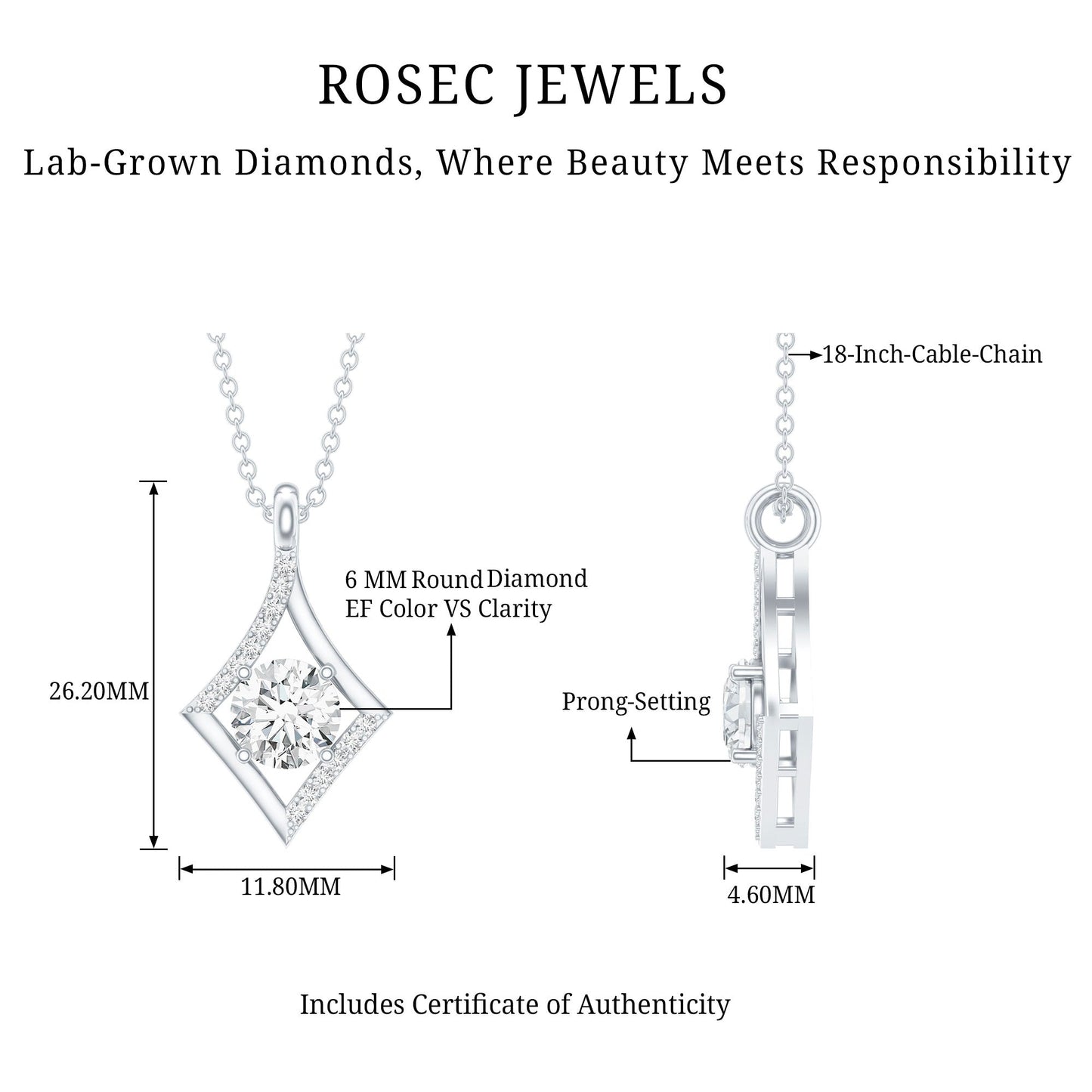 Certified Lab Grown Diamond Geometric Pendant Necklace