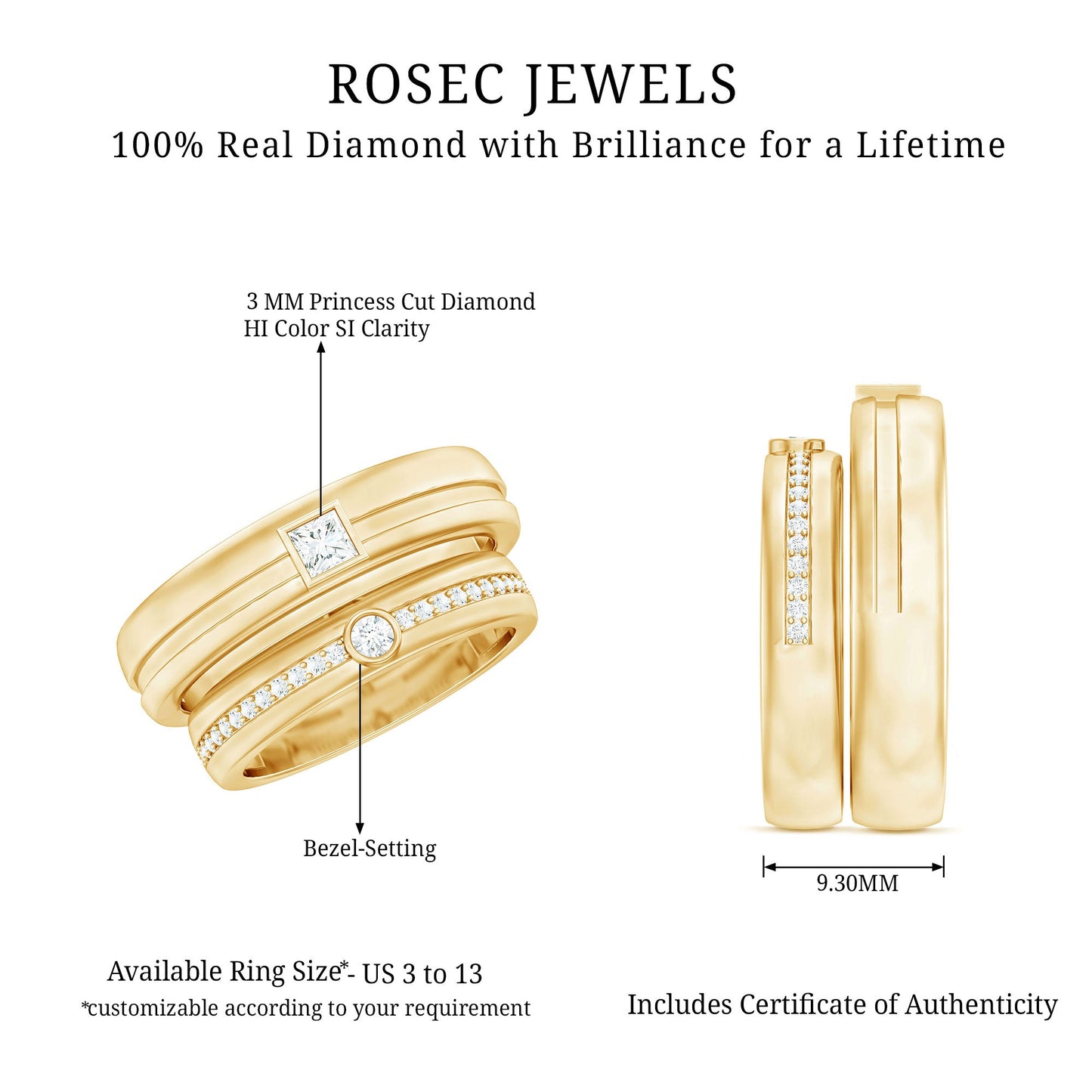 Real Diamond Couple Wedding Band Set