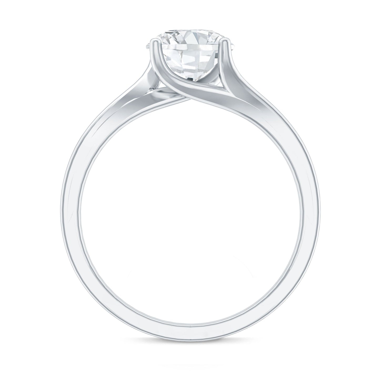 Certified Solitaire Moissanite Bypass Engagement Ring