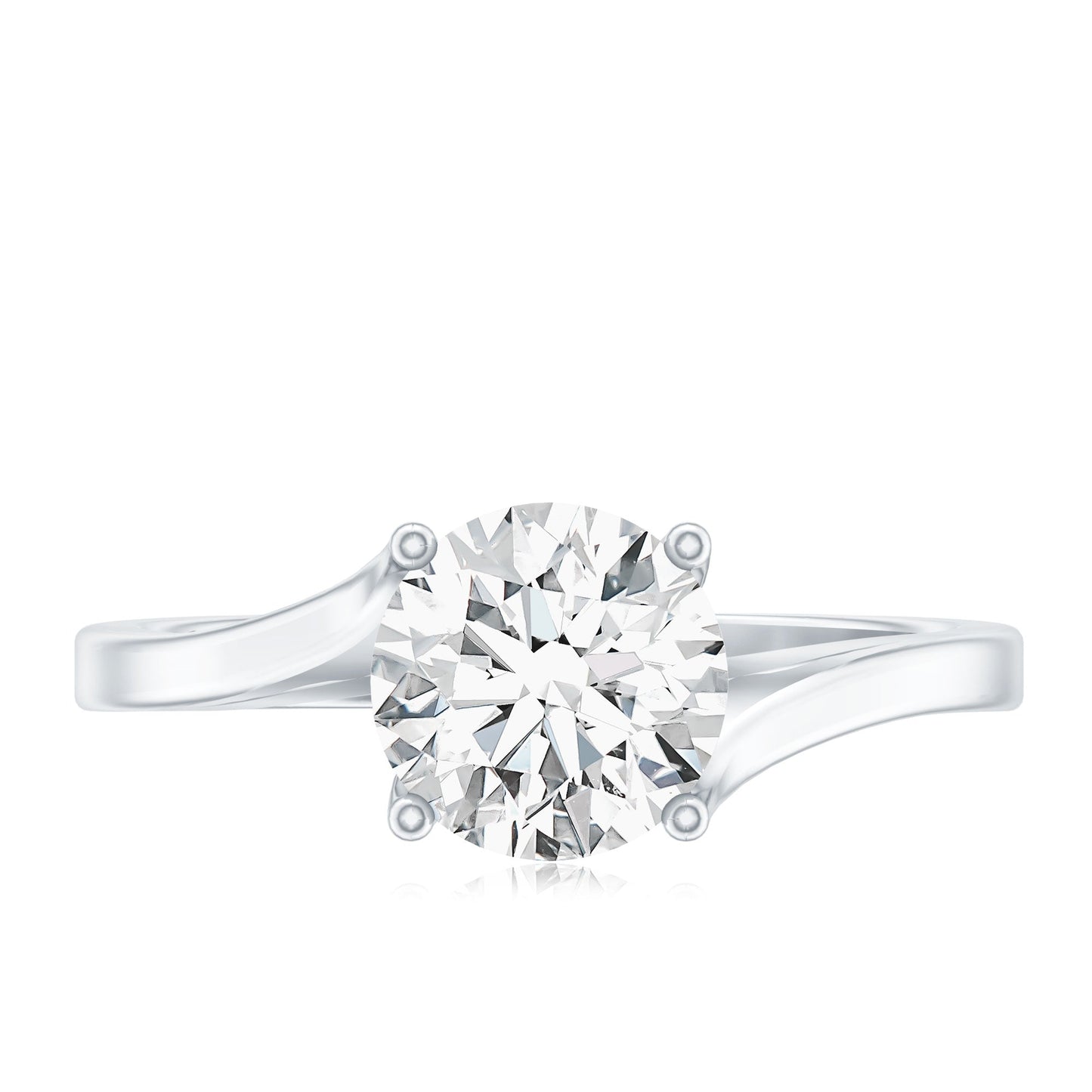 Certified Solitaire Moissanite Bypass Engagement Ring