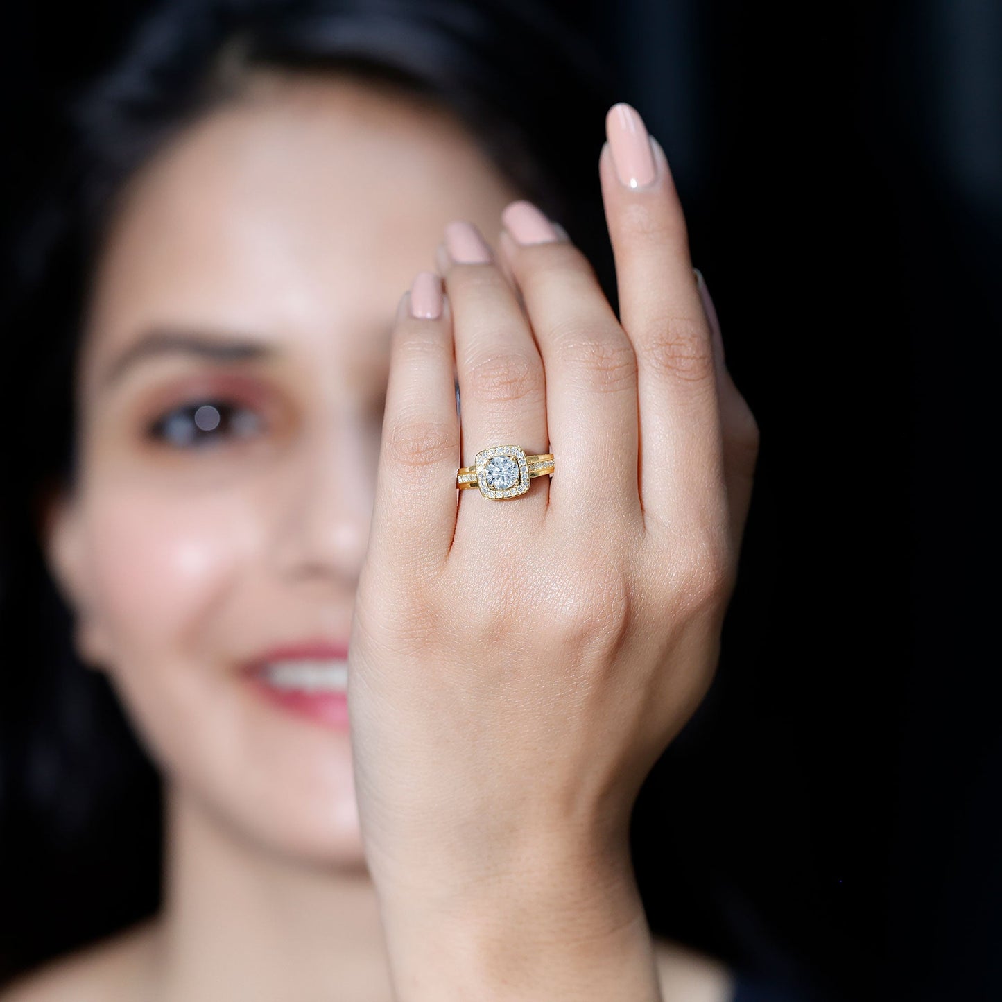 Classic Moissanite Halo Engagement Ring with Certificate