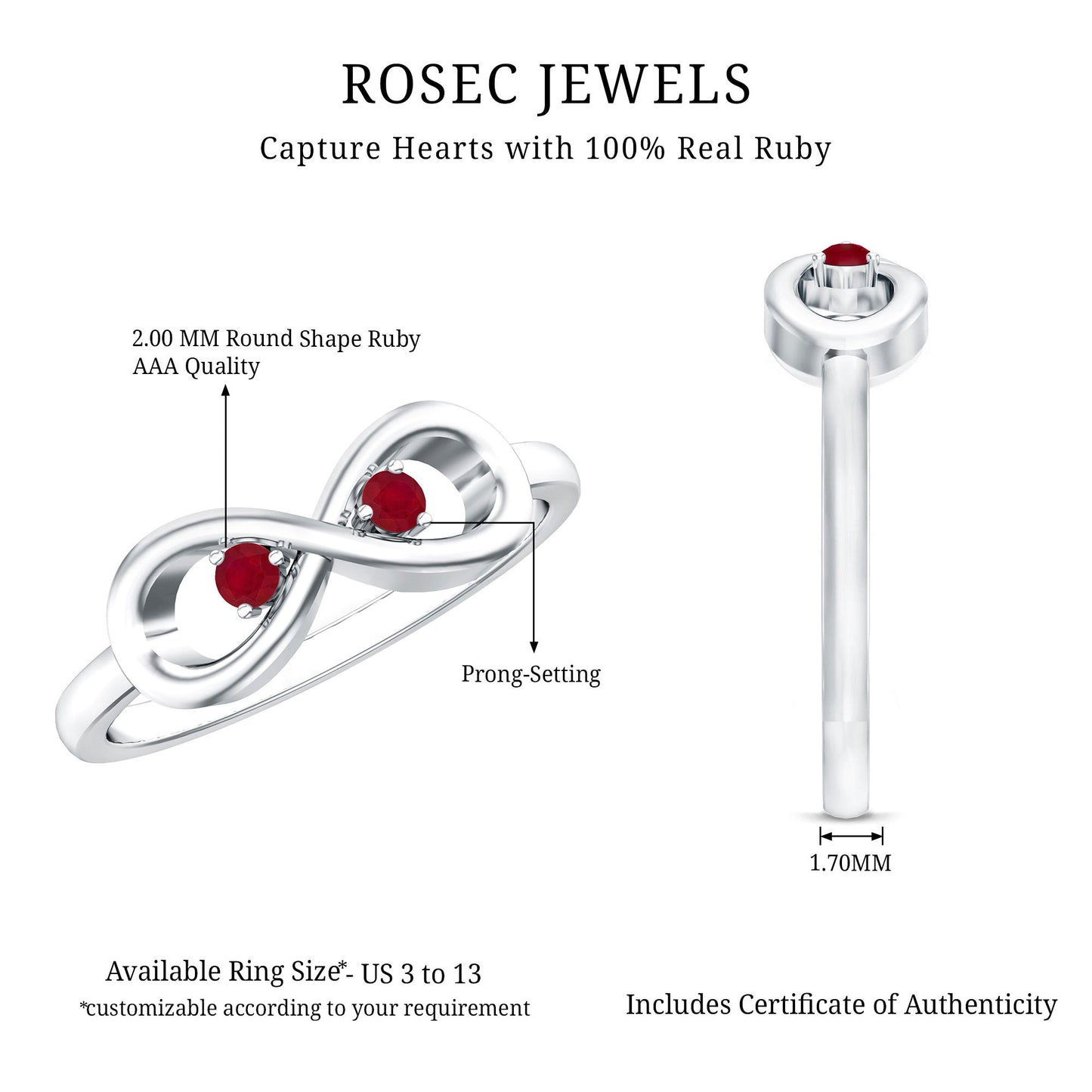 Natural Ruby Infinity Promise Ring for Women