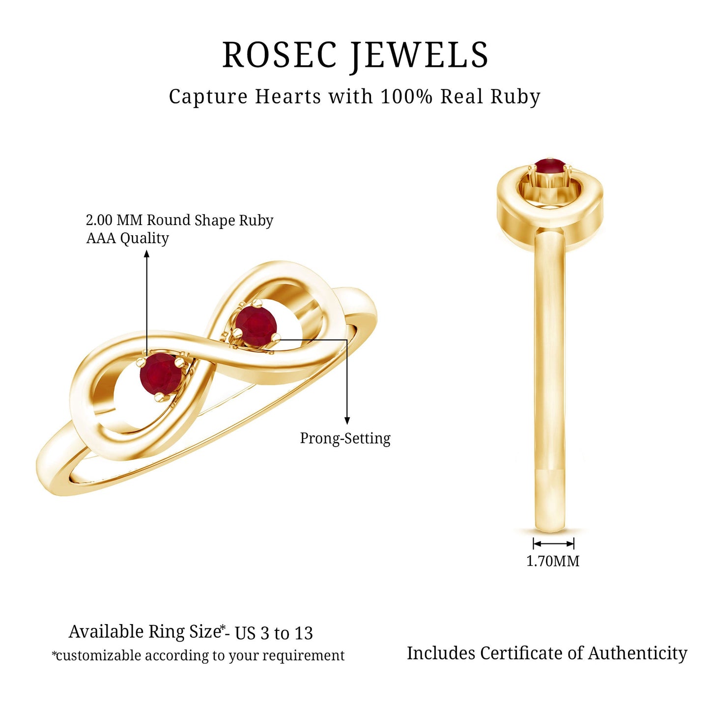 Natural Ruby Infinity Promise Ring for Women
