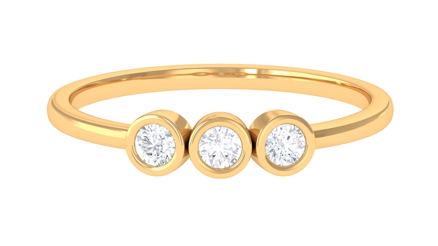 Natural Diamond 3 Stone Promise Ring with Certificate