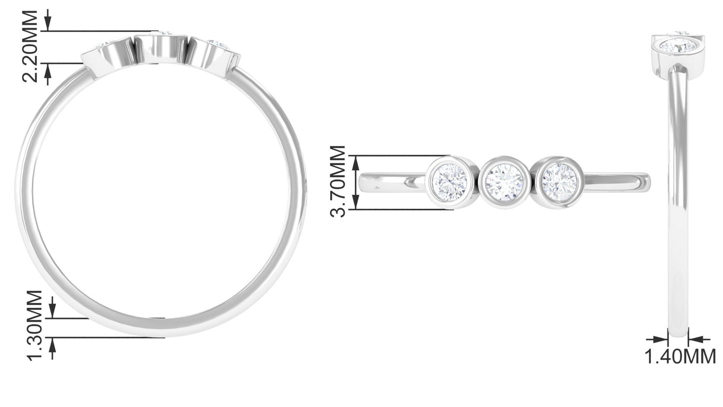 Natural Diamond 3 Stone Promise Ring with Certificate