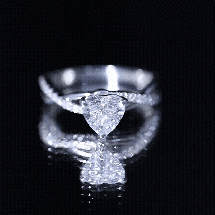 Heart Shape Moissanite Crossover Engagement Ring for Her