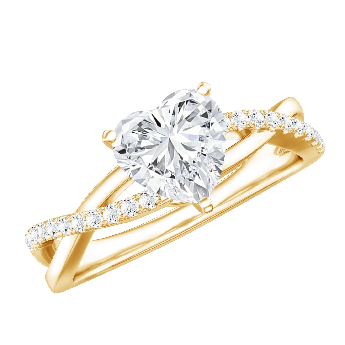Heart Shape Moissanite Crossover Engagement Ring for Her