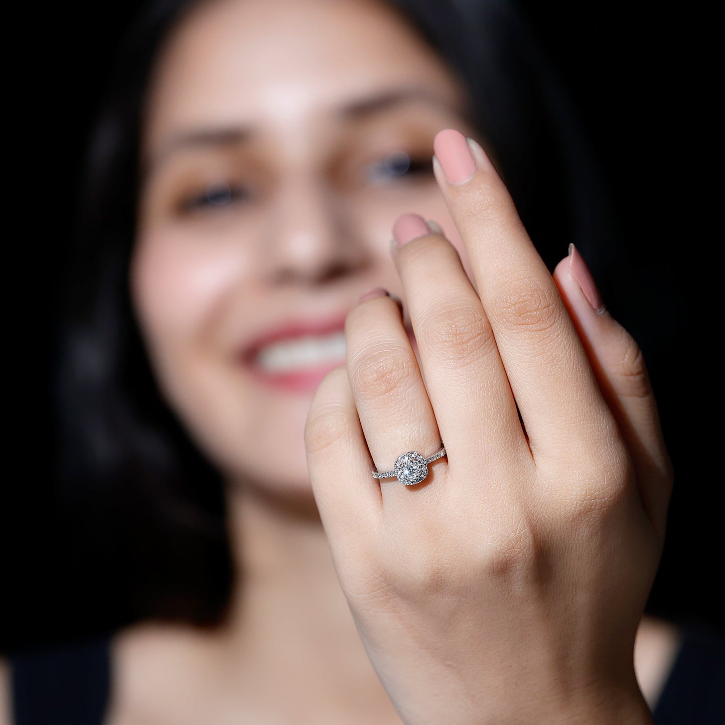 Brilliant Cut Diamond Engagement Ring in Illusion Setting