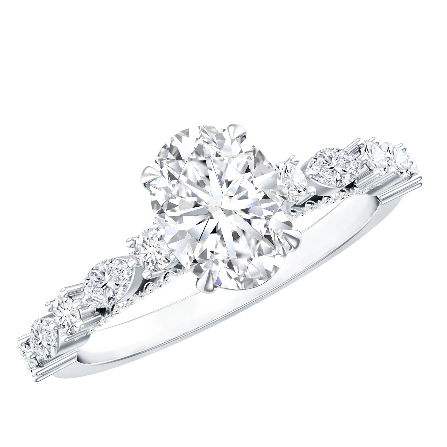 Oval Moissanite Solitaire Engagement Ring in Claw Setting