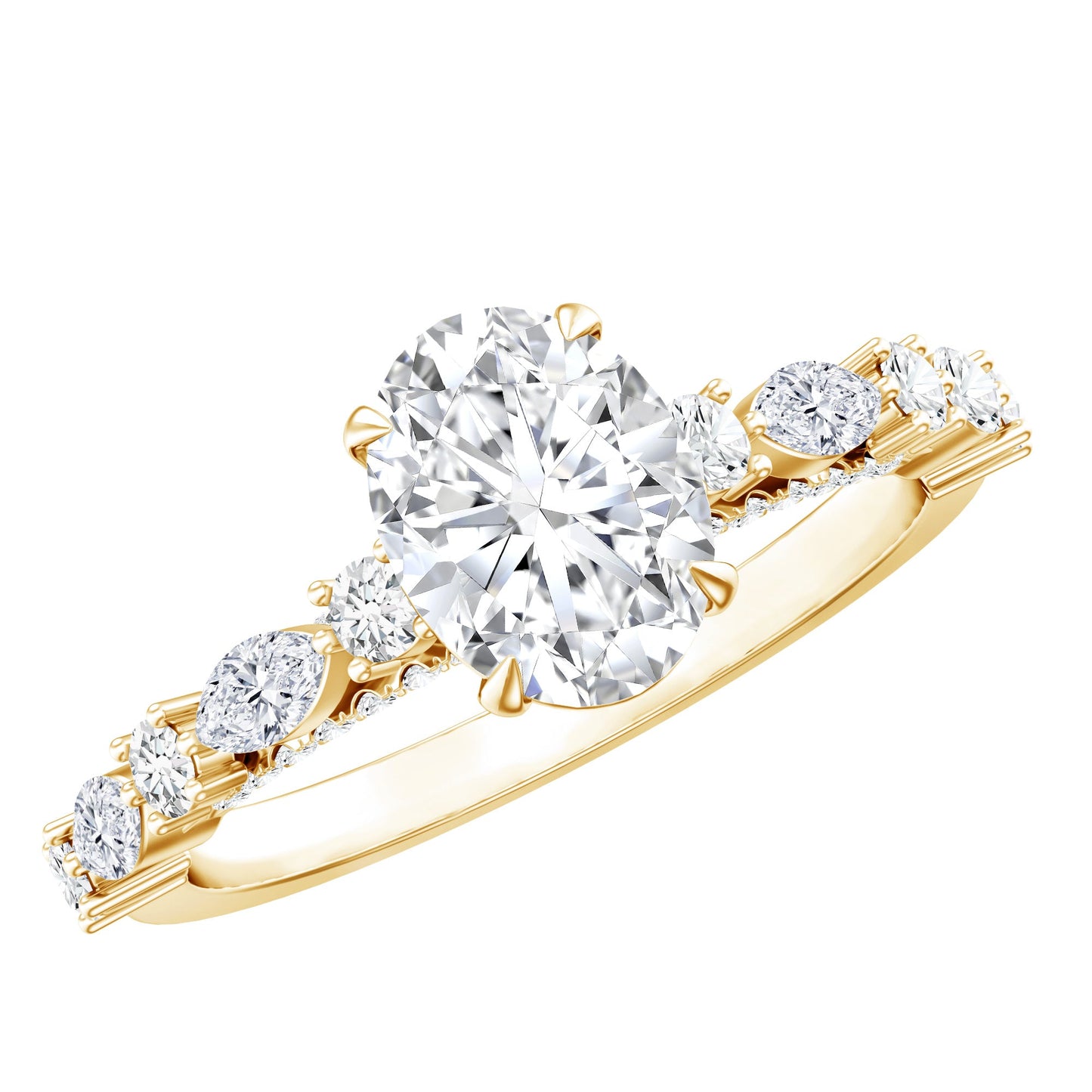 Oval Moissanite Solitaire Engagement Ring in Claw Setting