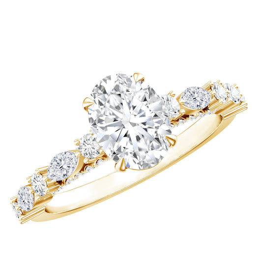 Oval Moissanite Solitaire Engagement Ring in Claw Setting