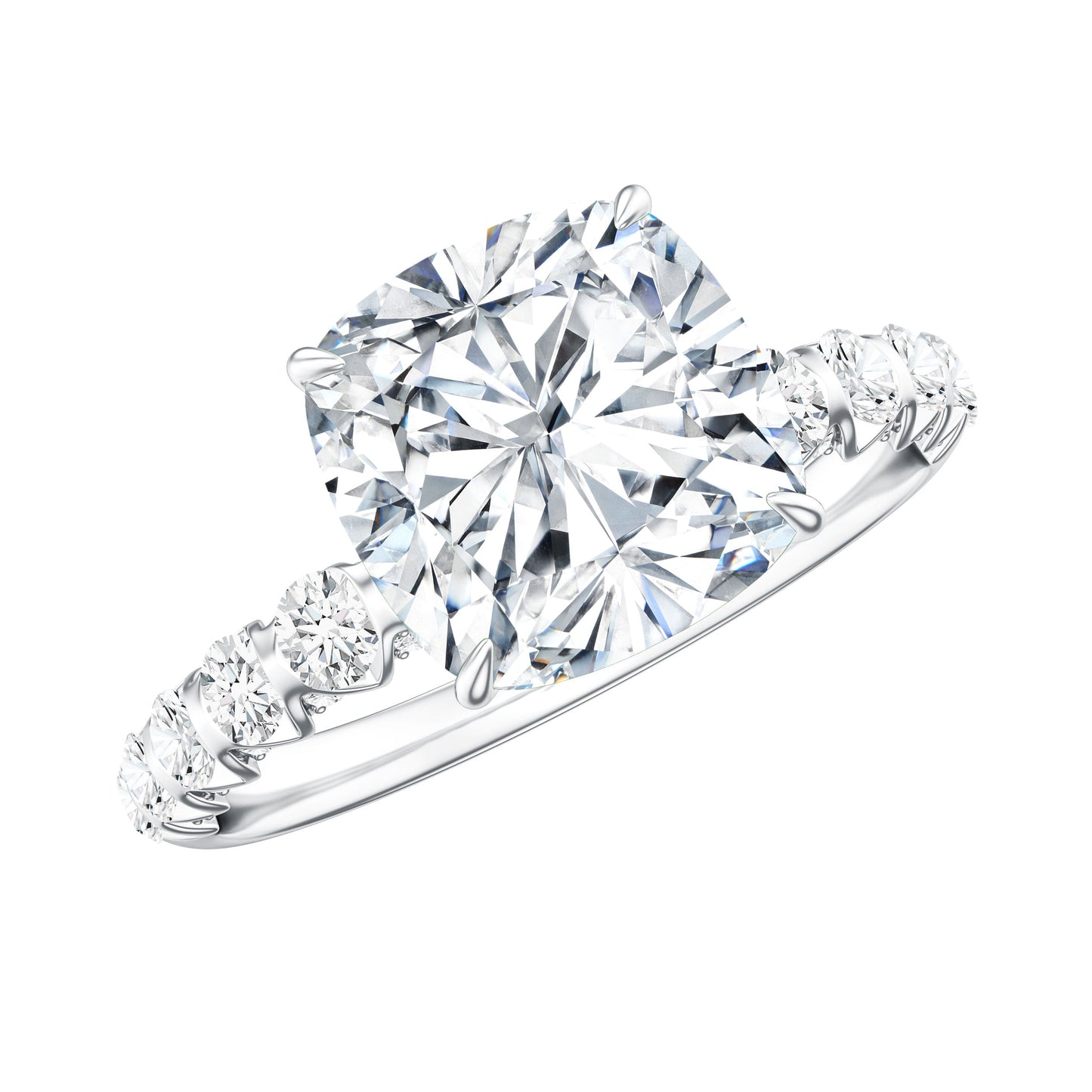 Cushion Cut Moissanite Solitaire Engagement Ring for Women