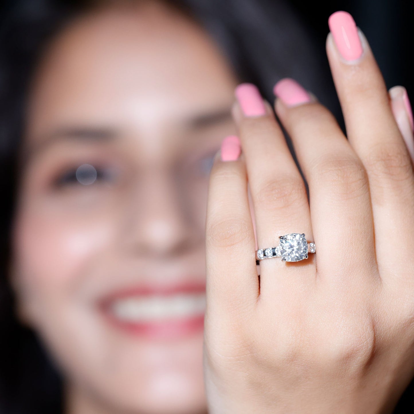 Cushion Cut Moissanite Solitaire Engagement Ring for Women