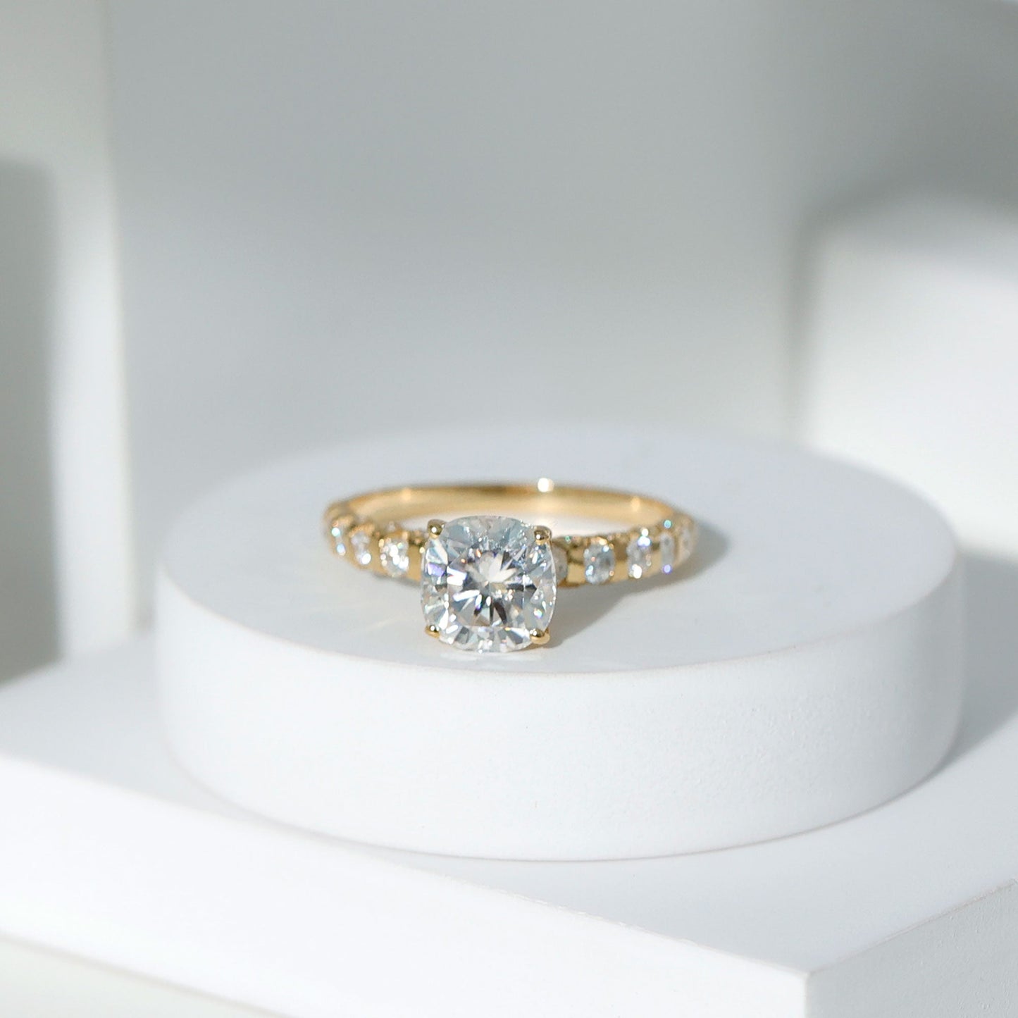 Cushion Cut Moissanite Solitaire Engagement Ring for Women