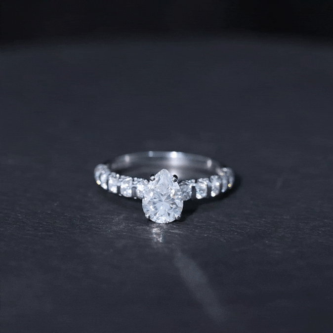 Pear Shaped Moissanite Solitaire Engagement Ring