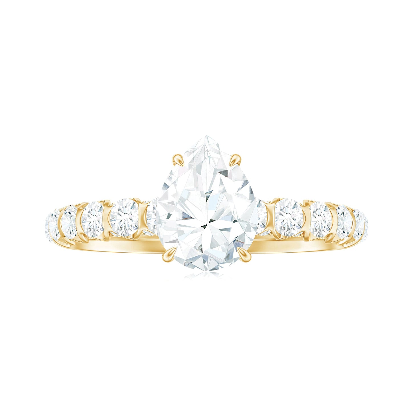 Pear Shaped Moissanite Solitaire Engagement Ring