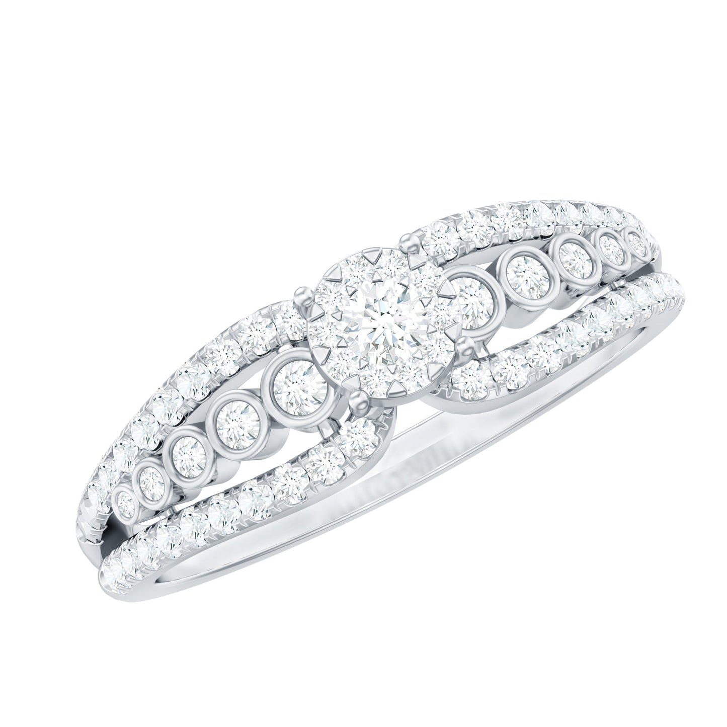 Diamond Designer Engagement Ring with Side Stones