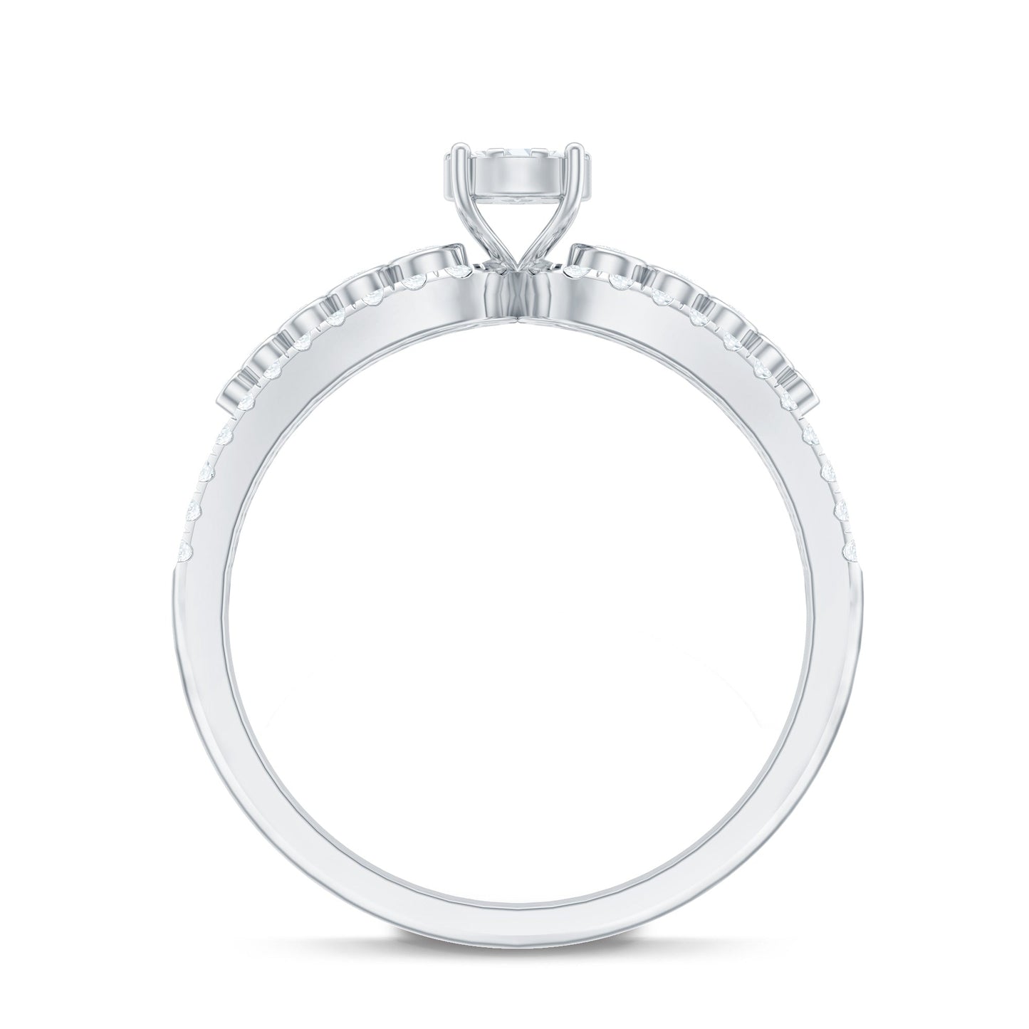 Diamond Designer Engagement Ring with Side Stones