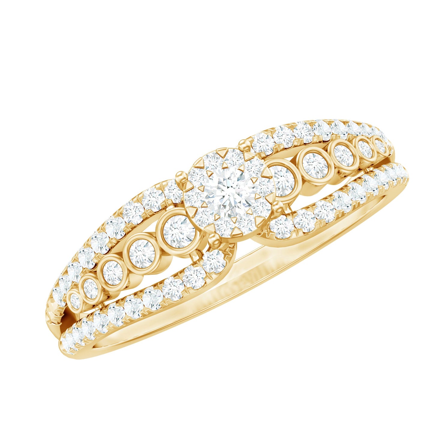 Diamond Designer Engagement Ring with Side Stones